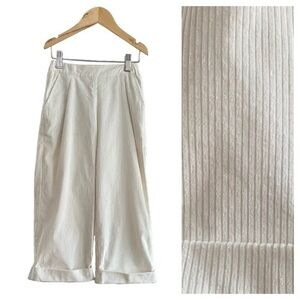 Brunello Cucinelli Kids Cream White Ribbed Wide Leg Corduroy Trousers Pants